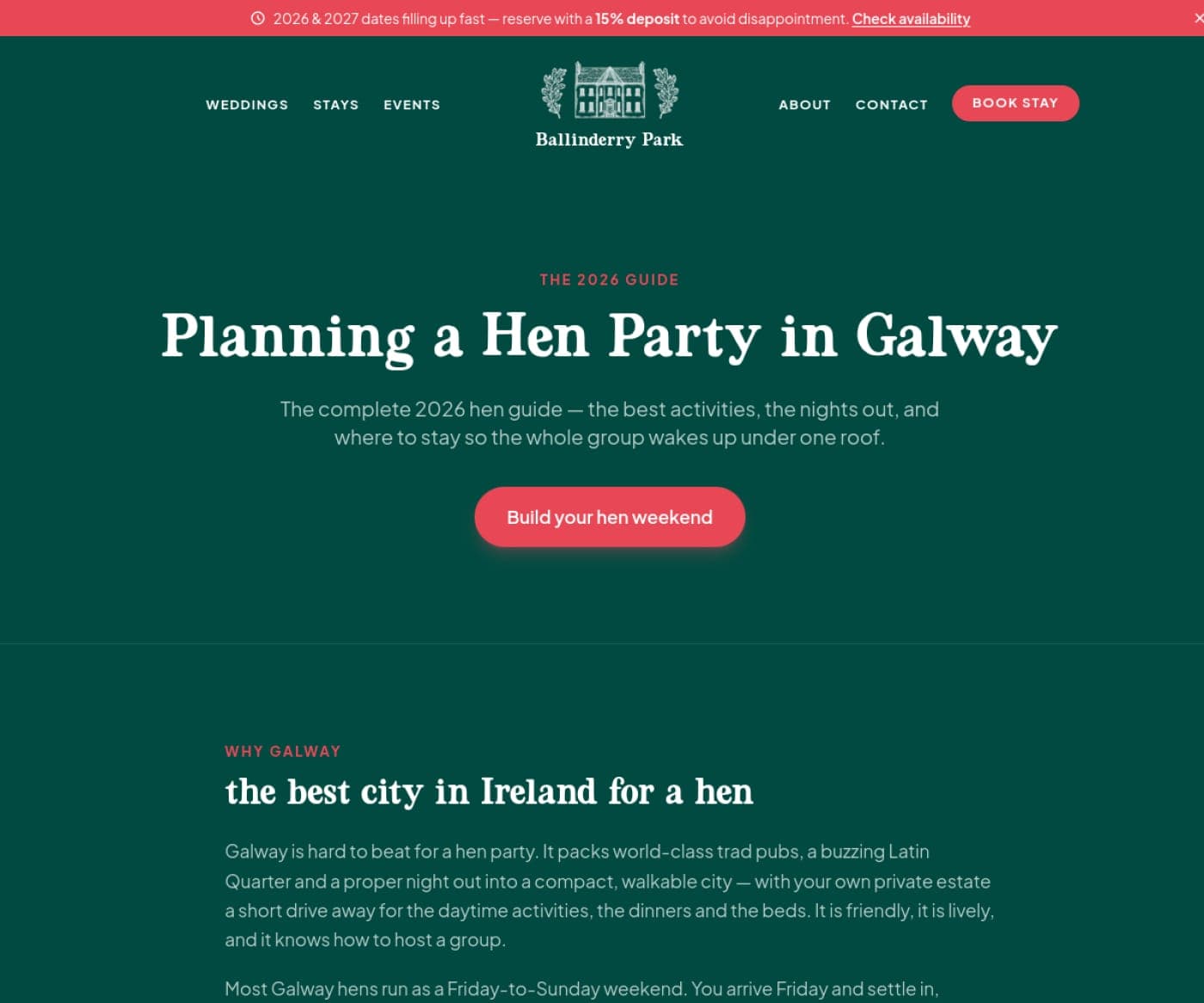 Hen party guide on ballinderrypark.com